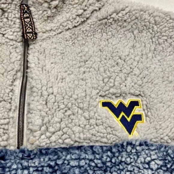 West Virginia Summit Sportswear 1/4 Zip Men's Large Gray Blue Plush Sherpa GUC - Picture 7 of 12